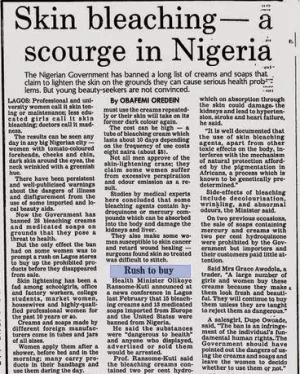 1988 - When bleaching creams were banned in Nigeria...:-)