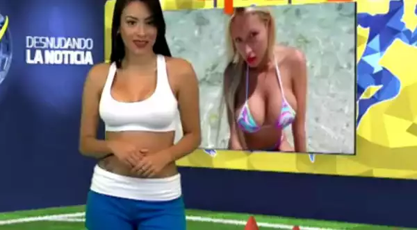 A Venezuelan TV presenter took off her clothes during a news report on Cristiano Ronaldo