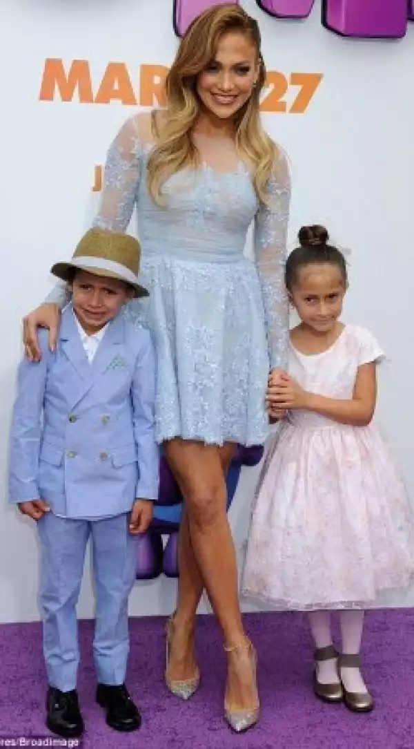 Adorable photos of JLo and her twin kids at movie premiere today