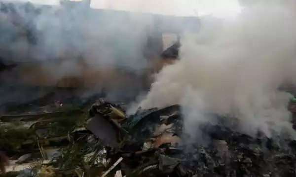 Photos: An Air Force Helicopter Crashes In Kaduna This Morning, 7 Dead