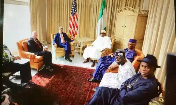 Buhari, Tinubu & Amaechi Meet John Kerry, US Sec of State
