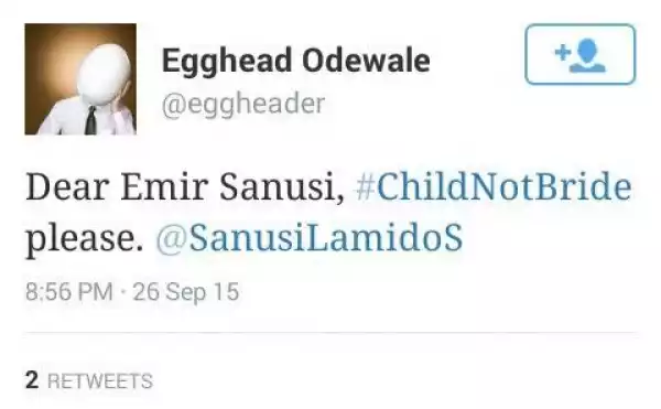 #ChildNotBride: Twitter Users Slam Sanusi For Marrying 18-Year-Old Princess