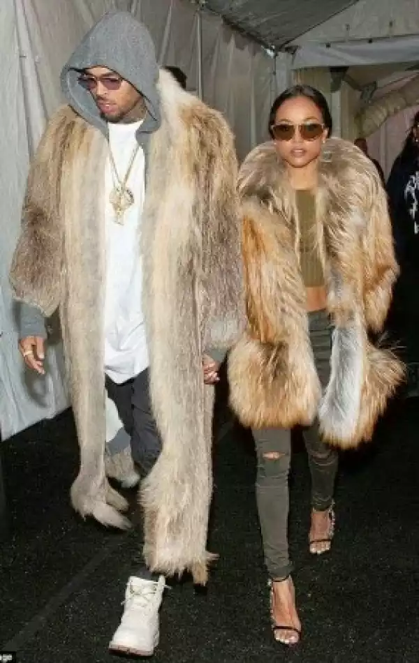 Chris Brown and Karrueche step out in matching fur coats (Photos)