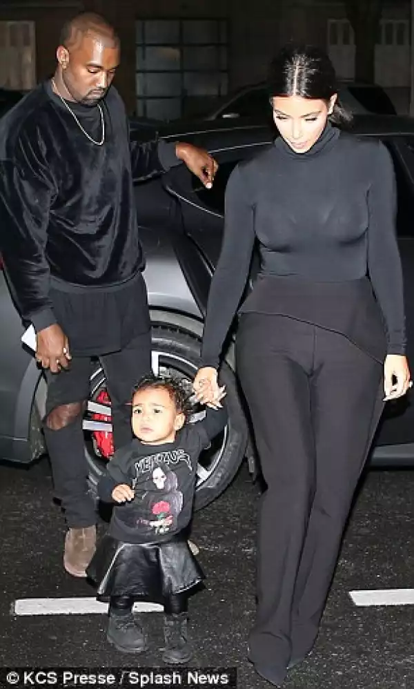 Family In Black: Kanye West, Kim Kardashian-West and North West Step Out in Matching Outfits | PHOTOS