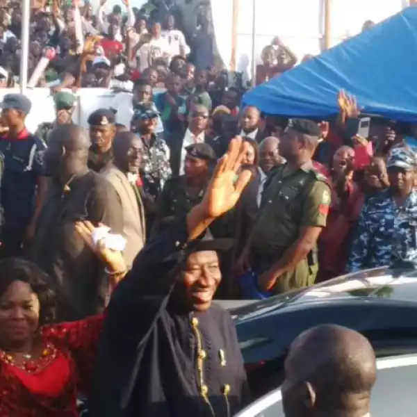 Former Pres. Jonathan And Wife As Them Arrive Otuoke