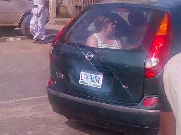 Fuel Scarcity?? White Woman Seen In The Boot Of A Car In Lagos (See Photos)