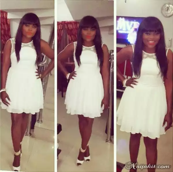Funke Akindele Dazzles In All White Outfit At AY’s Lounge Opening