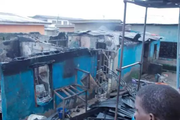 Graphic Photos From The Fire Incident That Roasted Three Children From One Family In Lagos