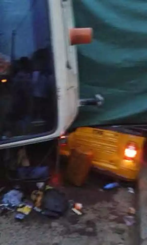 Gushy accident that occur at Abule-Egba bus-stop in Lagos