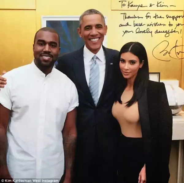 Kim & Kanye West Pictured With US President Barack Obama