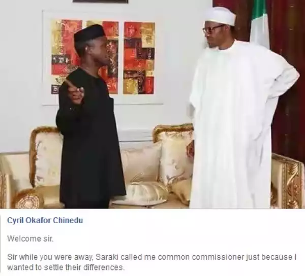 LMAO! Osinbajo Reports Senate President Saraki to Buhari?