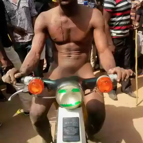 Motocycle Thief Stripped, Force To Ride Naked In Benue