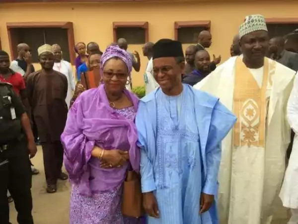 Nasir El-Rufai And Wife Arrive At Polling Booth For Accreditation