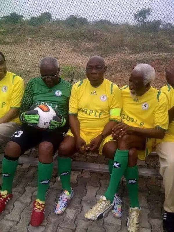 Obasanjo Playing Football In A Novelty Match