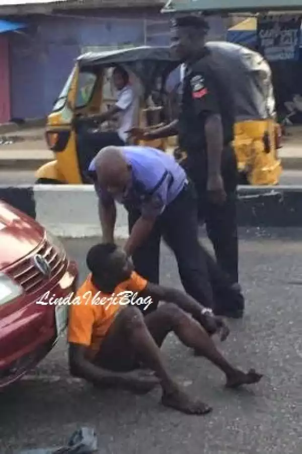 Okadaman loses his trousers & exposes himself after police arrest