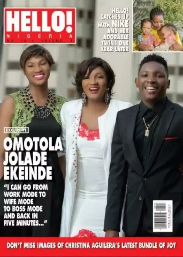 Omotola & her children cover new issue of Hello! Nigeria mag