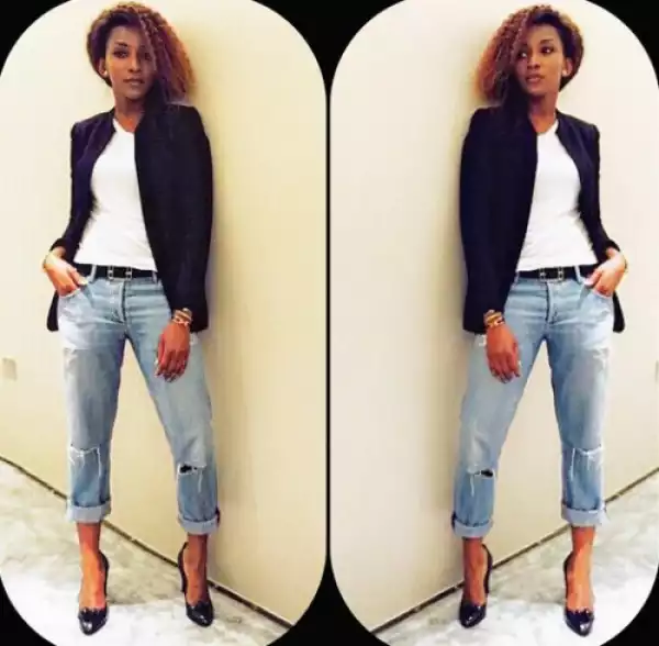 Photo: Genevieve Nnaji Stylish In Jeans And Black Jacket