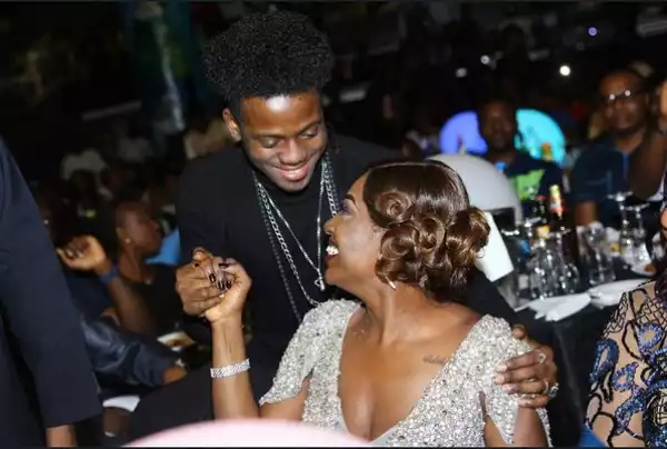 Photo: Korede Bello Gives Annie Idibia A Gentle Hug And Smile