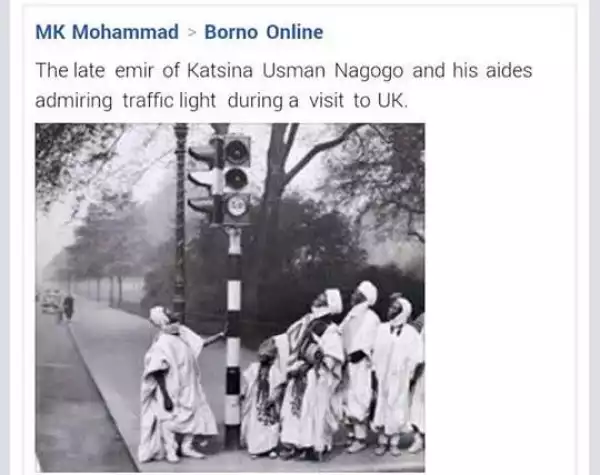 Photo: Late Emir Of Katsina Admiring Traffic Light During Visit To UK In 1940s