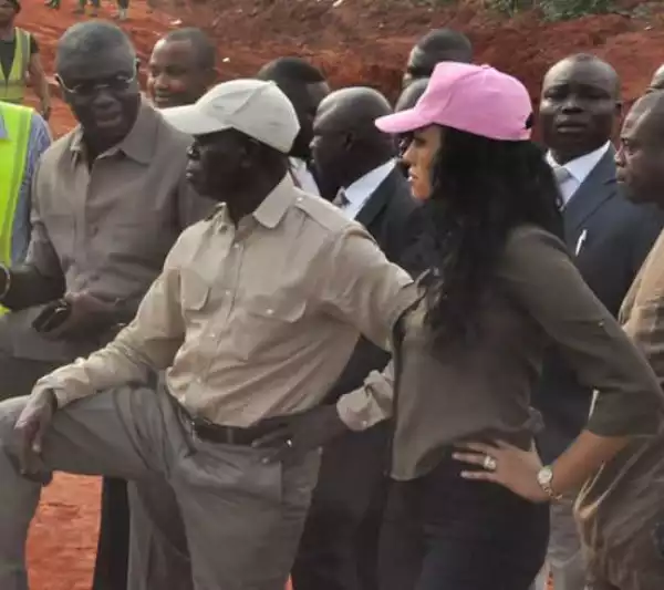 Photo: Oshiomhole And Wife, Iara Inspect Queen Ede Gully Erosion Project