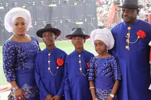 Photo: Rivers State Governor, Nyesom Wike Shows Off Family