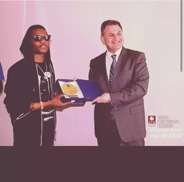 Photo: Wizkid Gets A Award Certificate From University Of Cyprus