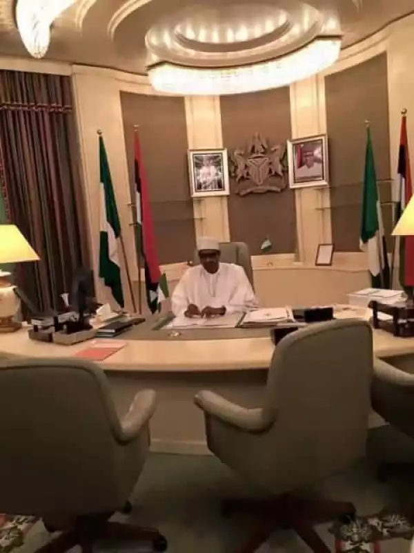 Photo Of President Buhari In His Office This Morning In Aso Rock