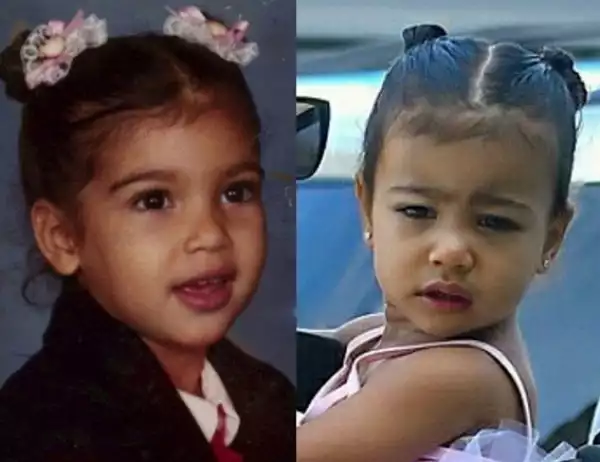 Photo of Kim Kardashian and North West at the same age