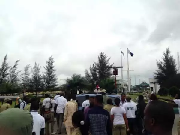Photos: Bayelsa Youth Corpers Protest Over Their Pending Allowance 