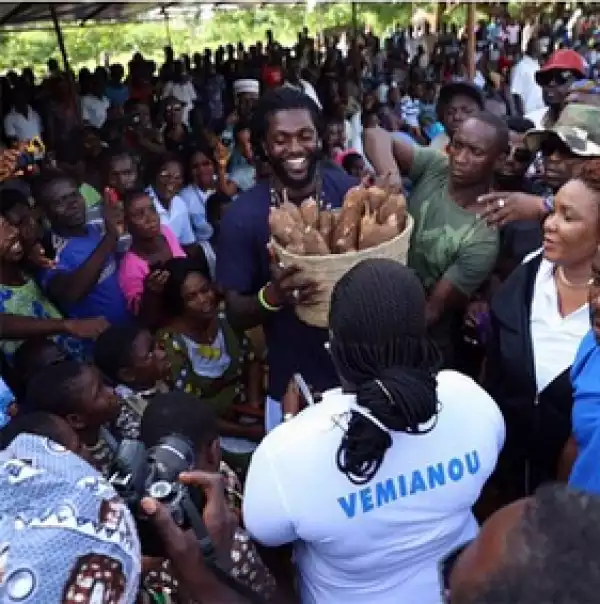 Photos: Emmanuel Adebayor Mobbed By Fans On Arrival In Togo
