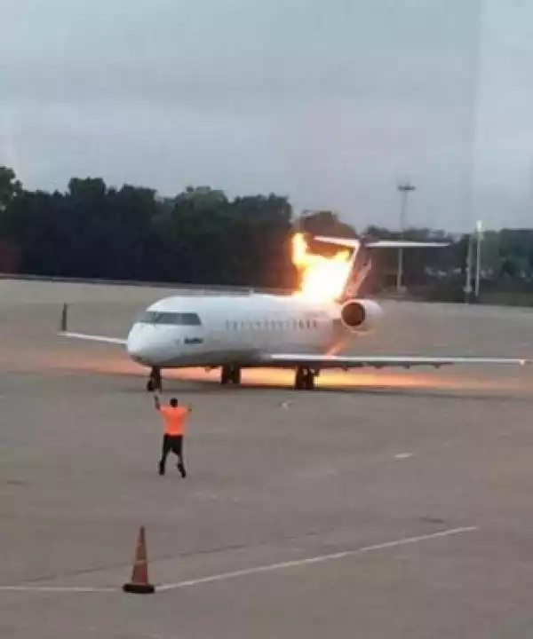 Photos: Engine Of Delta Airline Plane Catches Fire At U.S Airport