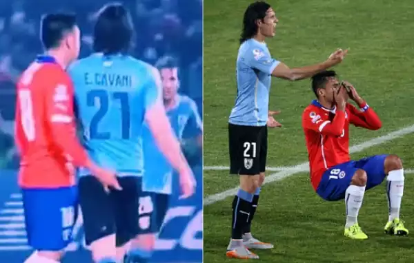 Photos: Footballer Cavani Sent Off For Slapping Chile Defender Who ‘Inserted Finger Into His Anus’