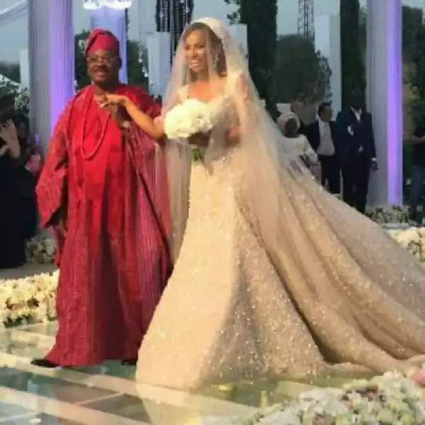 Photos: Governor Ajimobi Walks Daughter Down The Aisle In An Expensive Wedding Dress