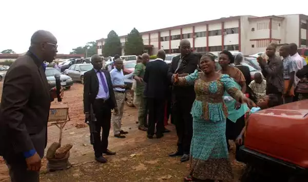 Photos: Governor Fayose Punishes Workers As They Came Late To Work