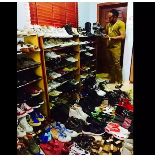 Photos: Kcee Shows Off His Shoe Collection 