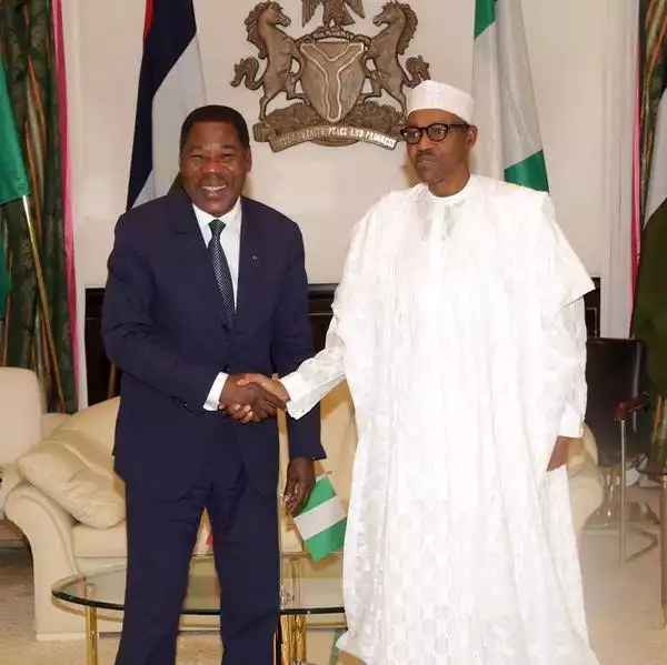 Photos: President Of Benin Republic Visit Buhari At State House
