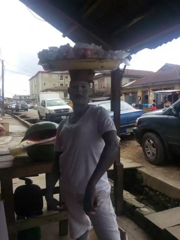 Photos: See How A Lagos Street Hawker Celebrated Independence Yesterday