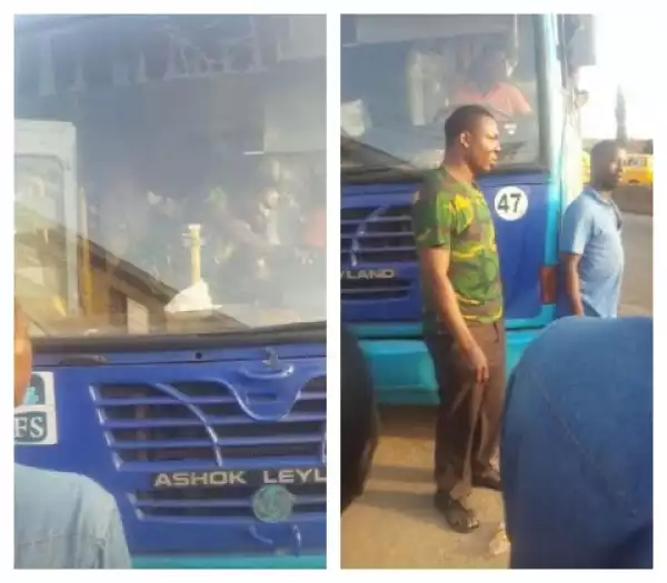 Photos: Soldier Attacks And Beats Up BRT Driver In Lagos 