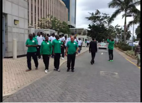 Photos: Super Eagles Team And The Coaching Crew Take A Walk In Tanzania