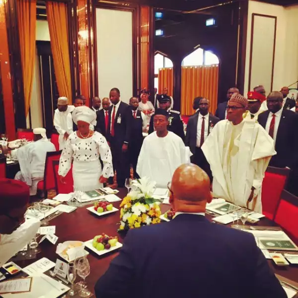 Photos Of Buhari, Zuma, Osinbajo And Wife At The Inauguration Lunch