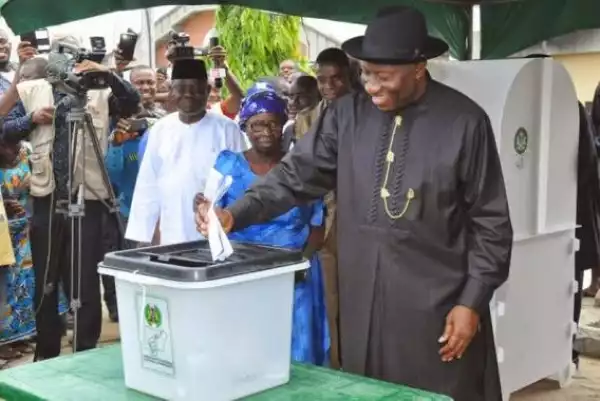Photos Of Smiling President Jonathan Casting His Vote