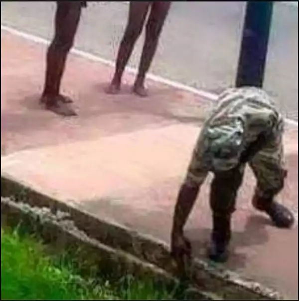 Phots: Soldier Catches Wife With Another Man, Parades Them Both Unclad In Public