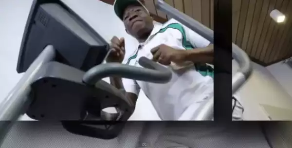 Pics of President Jonathan working out in Gym