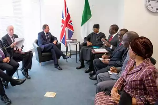 President Buhari Pictured Discussing With Prime Minister, David Cameron