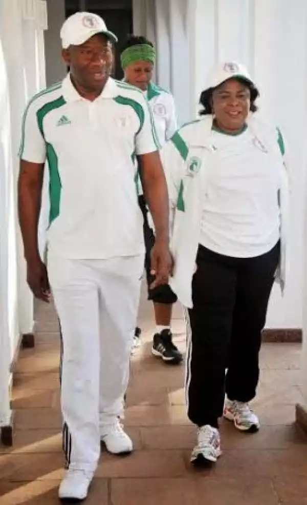 President Jonathan and First Lady at the gym