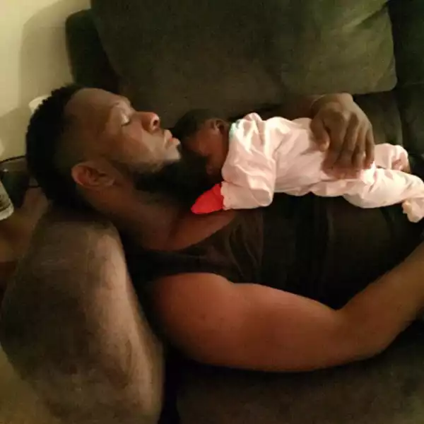 Proud Dad!! Timaya Shares Adorable Photo Of Himself & His Newborn Daughter 