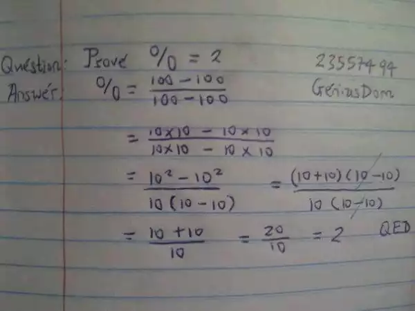 See How A Mathematician Proved 0 Divided By 0 Equals 2 