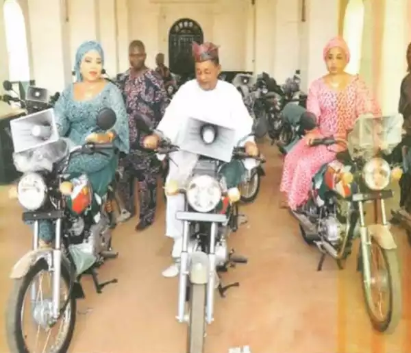 See Photo Of Alaafin Of Oyo And Wives Riding Motorcycles