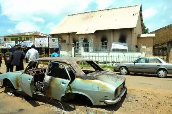 See Photo Of The Churches Burnt By Angry Protesters In Jos