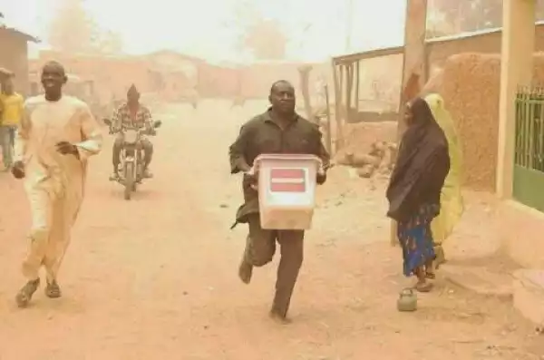 See This Grown Man Making Away With INEC Ballot Box